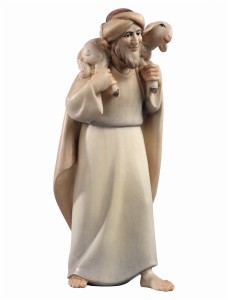 LI Pastore con pecora in spalla - colorato - 8,5 cm