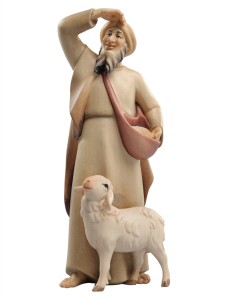 LI Pastore che guarda con pecora - colorato - 8,5 cm