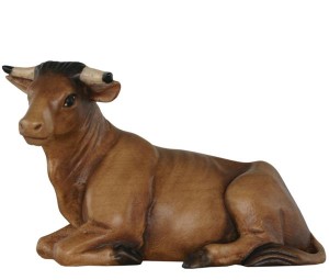 Ox lying tirolean crib - color - 11 cm