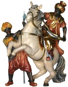 König auf Pferd o.S. - bemalt - 11 cm