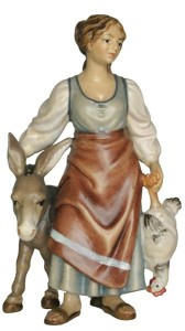 Frau mit Esel o.S. - bemalt - 11 cm