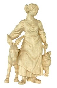 Woman with donkey n.b. - natural - 22 cm